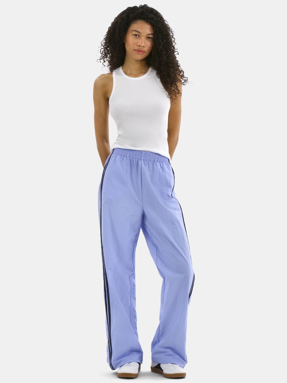 No Boundaries Nylon Gameday Track Pants with Side Stripe
